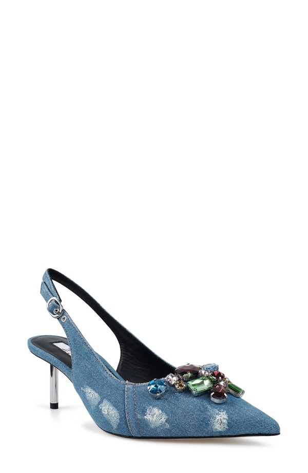 ジジ レディース シューズ 踵 ZIGI Rossy Pointed Toe Slingback Pump Denim ジーンズ