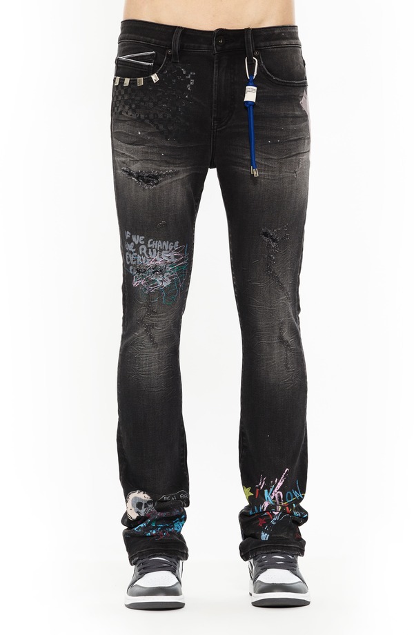 カルト オブ インディビジュアリティ メンズ ボトムス デニムパンツ ブーツカット ブーツ ジーンズ Cult of Individuality Lenny 603 Bootcut Jeans Graffiti｜ReVida 店