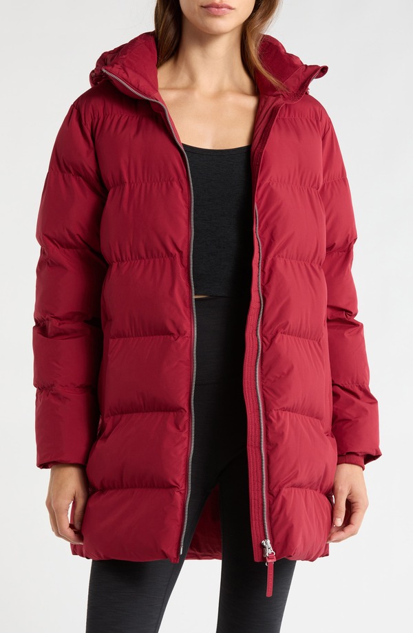 ビヨンドヨガ レディース アウター ジャケット・ブルゾン コート Beyond Yoga Warm Up Hooded Long Puffer Coat Ruby Rush ルビー