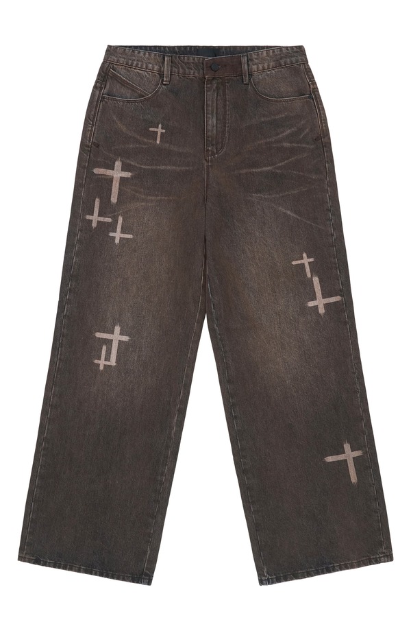 アールティーエー メンズ ボトムス デニムパンツ ワイドレッグ ジーンズ RtA Franco Wide Leg Jeans Mocha Drift Cross Cut モカ