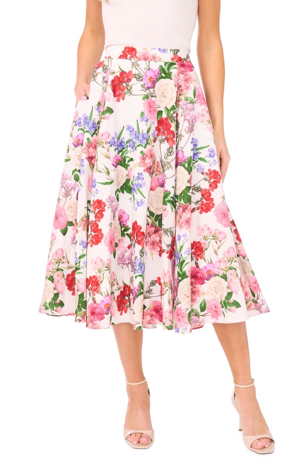 テッドベーカー レディース ボトムスカート フラワー柄 ミディ フラワー Ted Baker Ida Floral Circle Midi Skirt Ultra White ホワイト