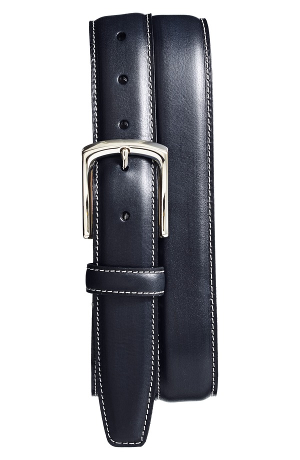 トリノ メンズ 付属品 胴締め なめし革 Torino Burnished Leather Belt Navy 米国海軍