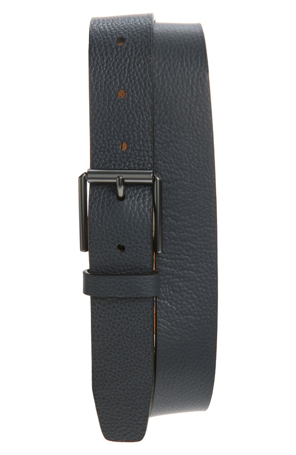 電話を掛けるハーン メンズ 付属品 胴締め なめし革 Cole Haan Hidden Stitch Leather Belt Navy 米国海軍