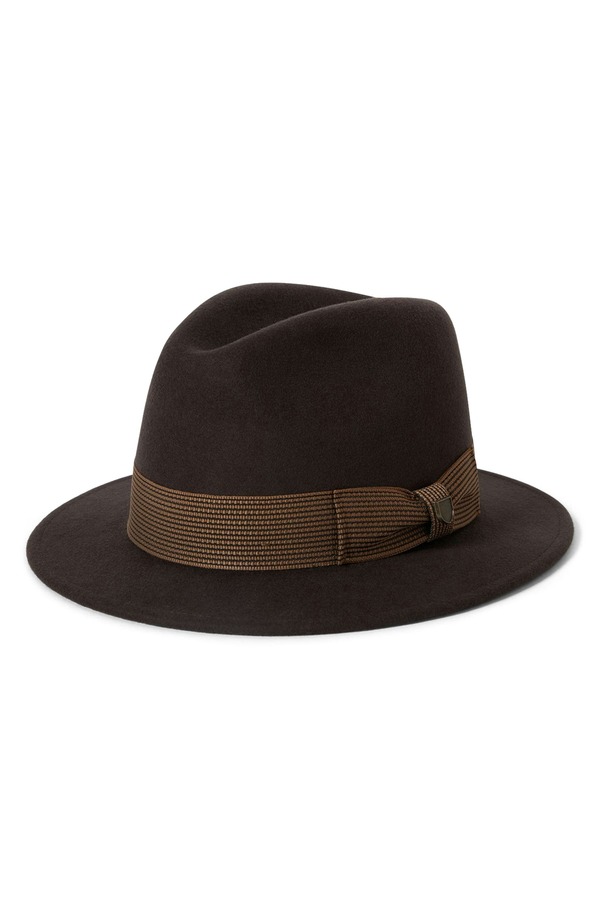 ブリクストン メンズ アクセサリー 帽子 ウール Brixton Roma Wool Felt Fedora Chocolate/ Bronze チョコレート｜ReVida 店