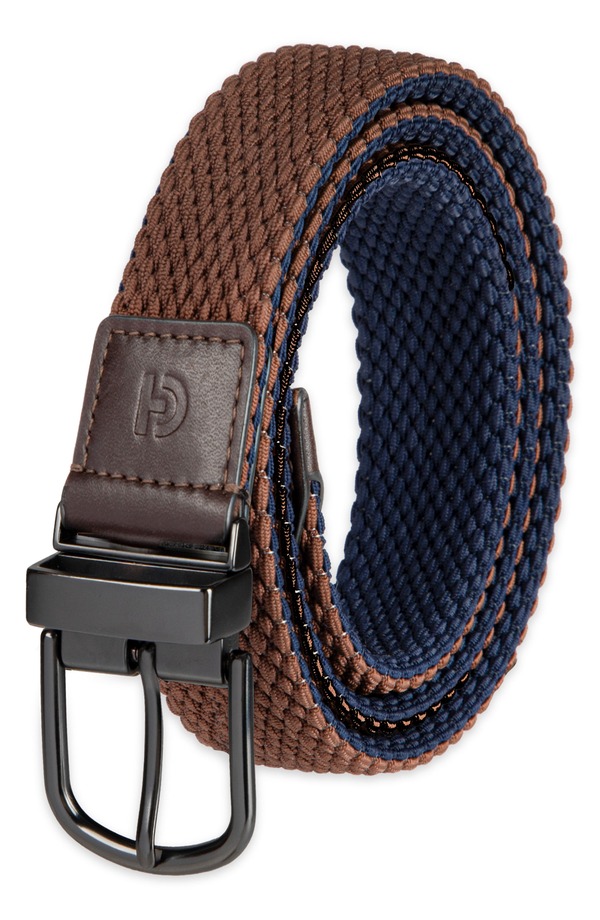電話を掛けるハーン メンズ 付属品 胴締め Cole Haan Reversible Stretch Webelt Brown/ Navy 米国海軍