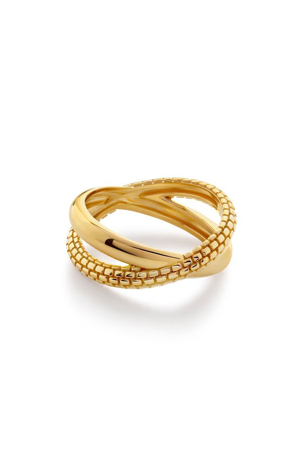 モニカヴィナダー レディース アクセサリー 指輪 Monica Vinader Heirloom Crossovering 18Ct Gold Vermeil ゴールド