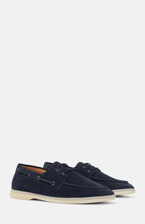 スカロッソ メンズ シューズ スリッポン・ローファー SCAROSSO Lio Boat Shoes Blue - Suede 青色