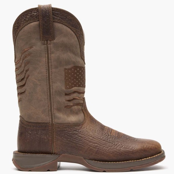 ドゥランゴ メンズ シューズ ブーツ・レインブーツ DURANGO Brown Distressed Flag Embroidery Western Boot Acorn ブラウン
