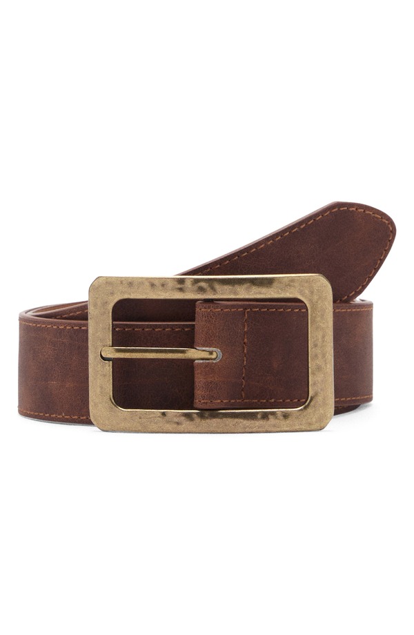 マンゴ レディース アクセサリー ベルト MANGO Square Buckle Textured Belt Brown ブラウン 10,380円