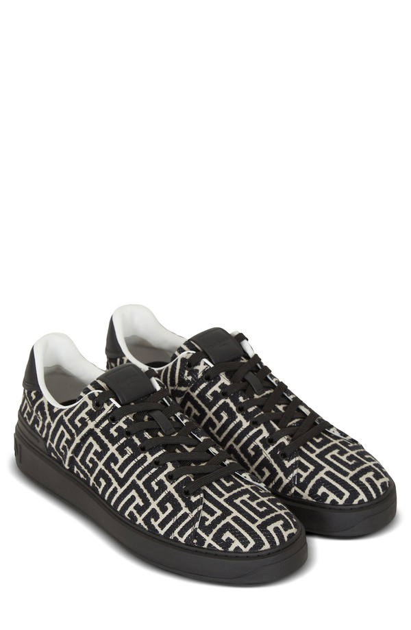 バルマン メンズ シューズ スニーカー Balmain B Court Monogram Jacquard Low Top Sneaker Black / Ivory 象牙色