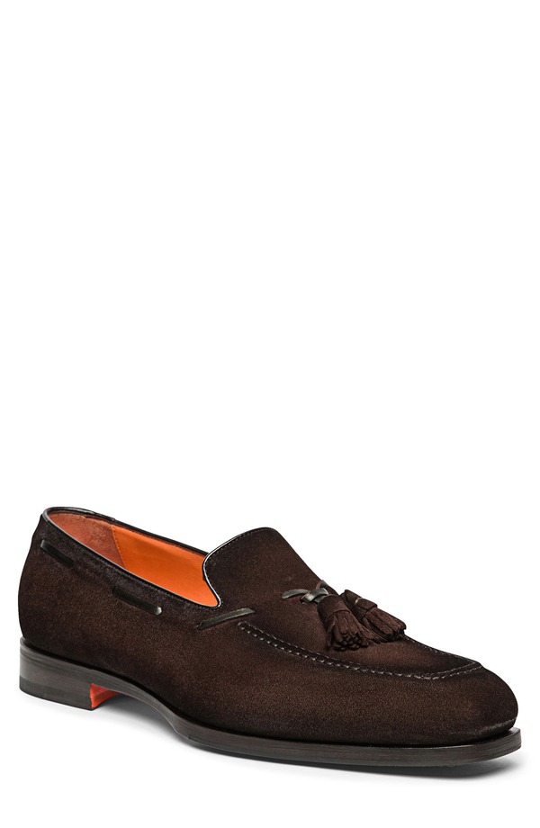 サントーニ メンズ シューズ 置き目毛革 Santoni Brando Tasseloafer Dark Brown 赤銅色