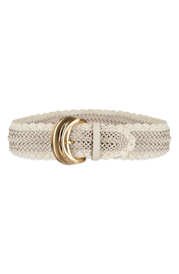 サムエデルマン レディース アクセサリー ベルト レザー Sam Edelman Woven Leather & Raffia Wide Belt Bone｜ReVida 店