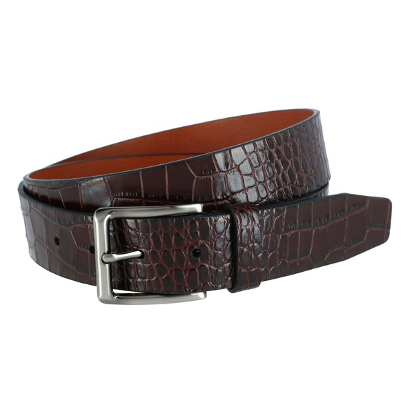 トラファルガー メンズ 付属品 胴締め なめし革 Trafalgar Matisse 35mmock Croc Leather Belt Brown 赤銅色