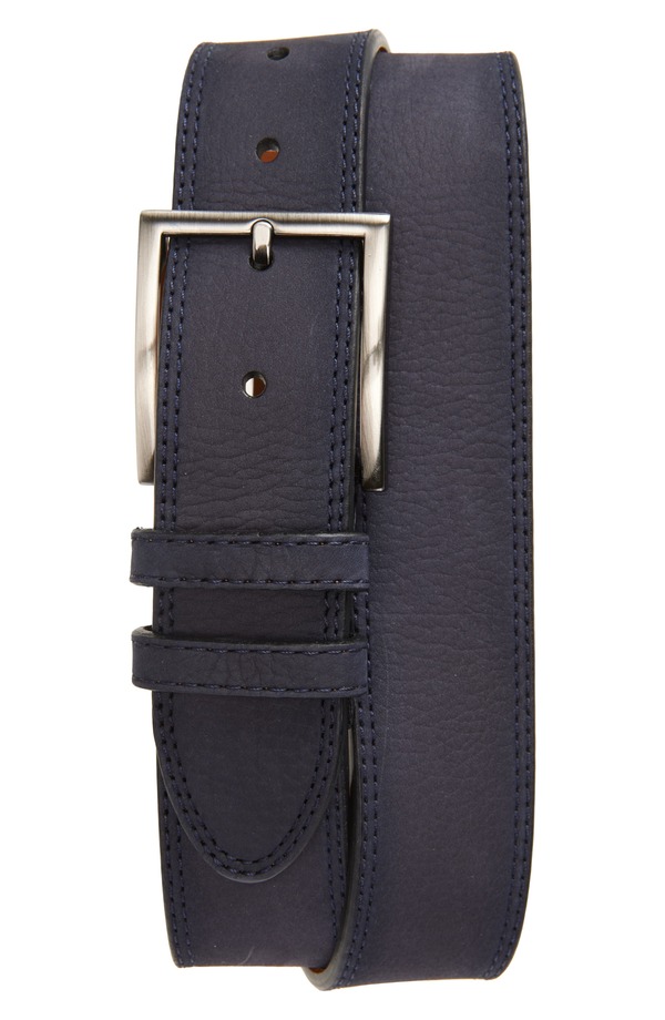 マグナーニ メンズ アクセサリー ベルト レザー Magnanni Eastwood Pebbleather Belt Navy Textured Suede ネイビー｜ReVida 店