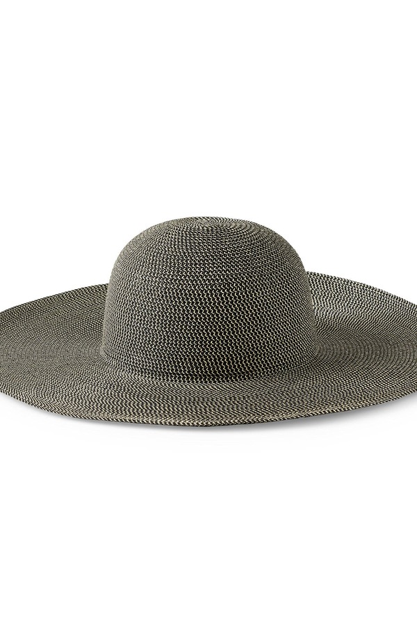 ランズ挙げ句の果て レディース 付属物 鳥打ち帽 Lands\u0027 End Facesaver Wide Hat Black/Natural 黒いこと
