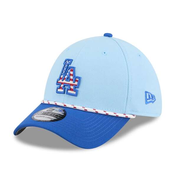 ニューエラ メンズ アクセサリー 帽子 Men's New Era Light Blue/Royalos Angeles Dodgers 2025 Fourth of July 39THIRTY Flex Hat Light Blue ブルー｜ReVida 店