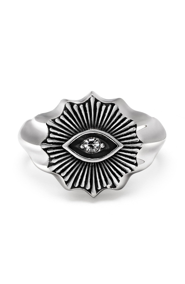 ナイアヤラ メンズ アクセサリー 指輪 ヴィンテージ Nialaya Vintagevil Eye Crystal Ring Silver シルバー