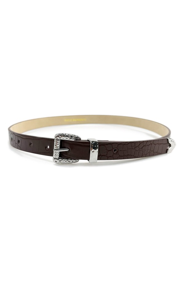 プティ モーメンツ レディース アクセサリー ベルト レザー フェイクレザー Petit Moments Ennis Faux Leather Belt Brown Croc/ Silver ブラウン｜ReVida 店