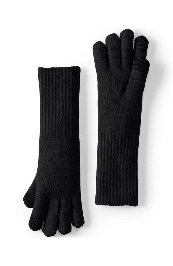 ランズエンド レディース アクセサリー 手袋 ニット Lands' End CashTouch Knit Gloves Black ブラック