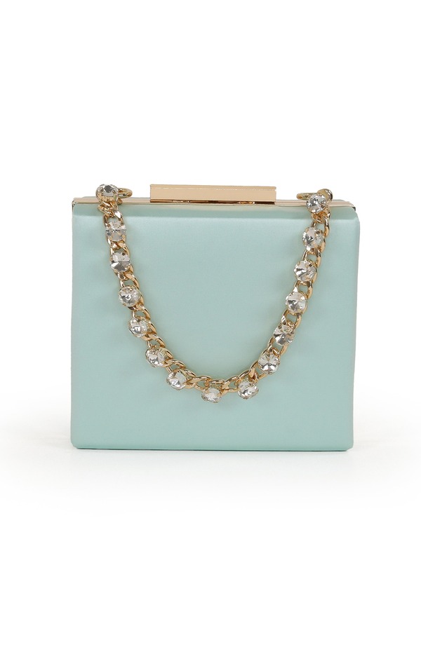 ジュウェルダグレイミシュカ レディース バッグ ミニ Jewel Badgley Mischka Billie Mini Box Clutch with Rhinestone Chain Light Mint Green グリーン