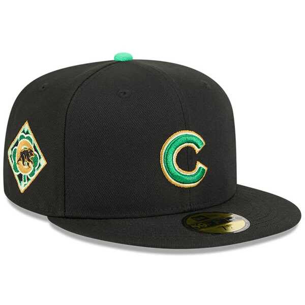 ニューエラ メンズ アクセサリー 帽子 Men's New Era Black Chicago Cubs 2026 St. Patrick's Day 59FIFTY Fitted Hat Black ブラック