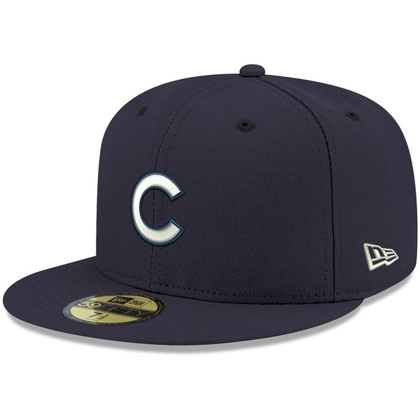 ニューエラ レディース アクセサリー 帽子 ロゴ Men's New Era Navy Chicago Cubs White Logo 59FIFTY Fitted Hat Navy ネイビー