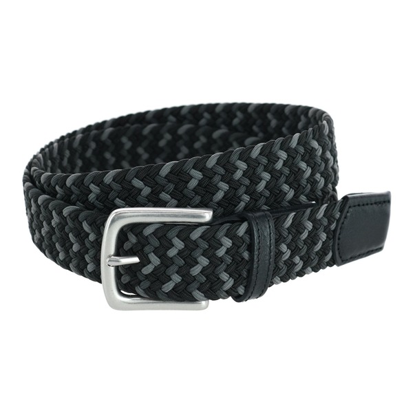 トラファルガー メンズ アクセサリー ベルト Trafalgar Chandler Mixed Weave Stretch Belt Black And Grey ブラック｜ReVida 店
