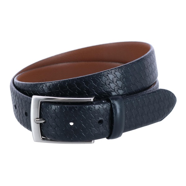 トラファルガー メンズ 付属品 胴締め なめし革 Trafalgar Watson Houndstooth Embossed 35粍 Leather Belt Black 黒いこと