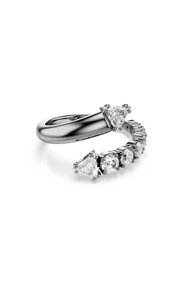 スワロフスキー レディース アクセサリー 指輪 Swarovski Sublima Crystal Bypass Ring Black/ Silver ブラック｜ReVida 店