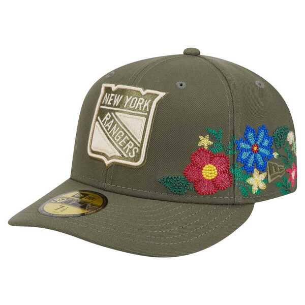 ニューエラ メンズ アクセサリー 帽子 フラワー Men New Era Olive New York Rangers Tonal Florals 59FIFTY Fitted Hat Olive オリーブ