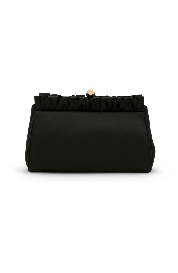 ジュウェルダグレイミシュカ レディース バッグ フリル サテン Jewel Badgley Mischka Olivia Satin Ruffle Topouch Clutch Black ブラック