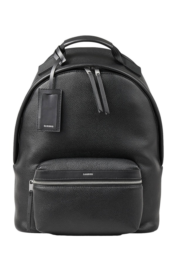沙子ロ メンズ 御徒面子 うしろ側風呂敷き包み・背嚢 厚地の外套 SANDRO Coated canvas backpack Black 黒いこと