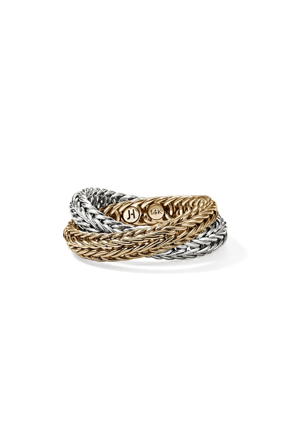 ジョン・ハーディー レディース アクセサリー 指輪 John Hardy Icon Chevron Crossovering 4.5mm Silver And Gold ゴールド
