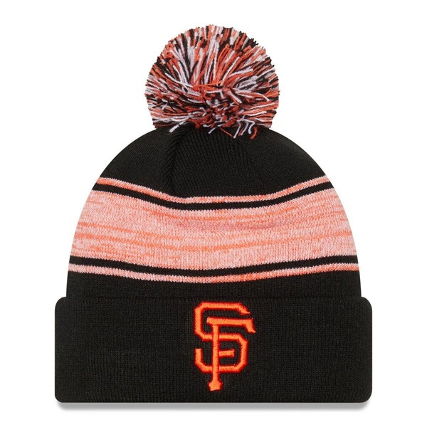 ニューエラ メンズ アクセサリー 帽子 ニット Men's New Era Black San Francisco Giants Chilled Cuffed Knit Hat with Pom Black ブラック|ReVida 店