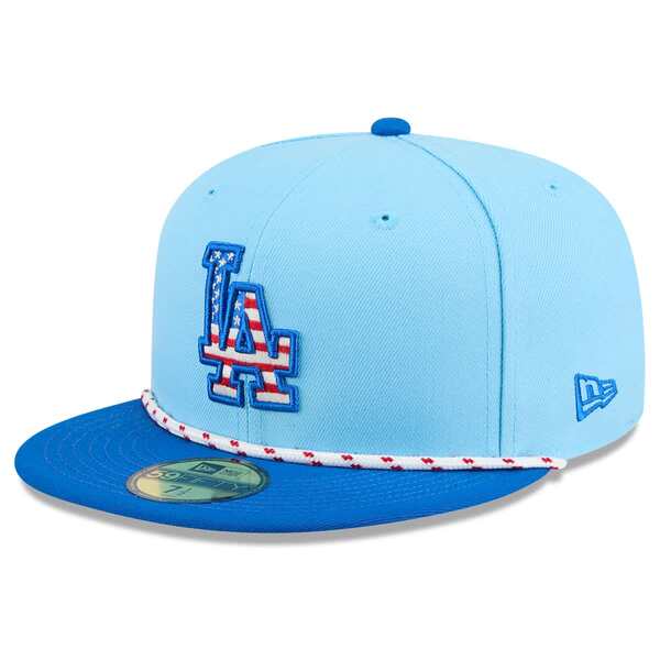 ニューエラ メンズ アクセサリー 帽子 Men's New Era Light Blue/Royalos Angeles Dodgers 2025 Fourth of July 59FIFTY Fitted Hat Light Blue ブルー｜ReVida 店