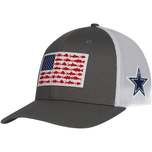 コロンビア メンズ アクセサリー 帽子 Men's Columbia Gray Dallas Cowboys PFG Fish Flag Flex Hat Gray グレー|ReVida 店