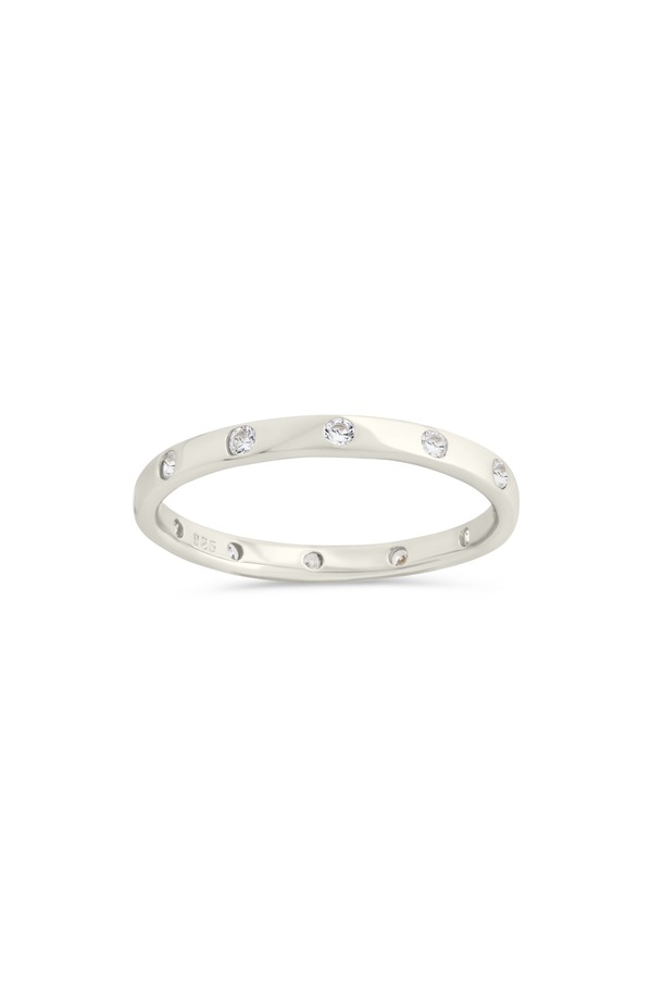 スターリングフォーエバー レディース アクセサリー 指輪 Sterling Forever Mindy Cubic Zirconia Studded Band Ring Silver シルバー