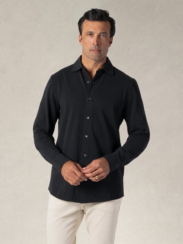 ロバート タルボット メンズ トップス シャツ ニット Robertalbott Foster Long Sleeve Knit Shirt Black ブラック
