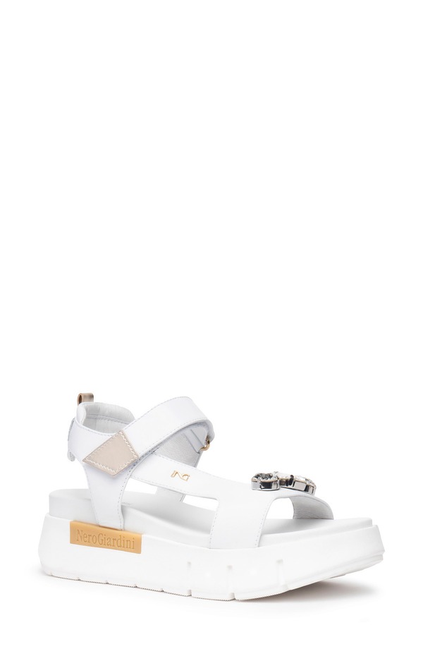 ネーロ ジャルディーニ レディース シューズ サンダル プラットフォーム アンクル NeroGiardini Ankle Straplatform Sandal White ホワイト｜ReVida 店
