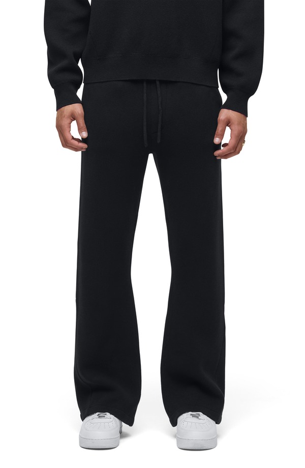 ハドソンジーンズ メンズ ボトムス カジュアルパンツ コットン ニット Hudson Jeans Cotton & Cashmere Double Knit Kick Flare Pants Pitch Black ブラック|ReVida 店