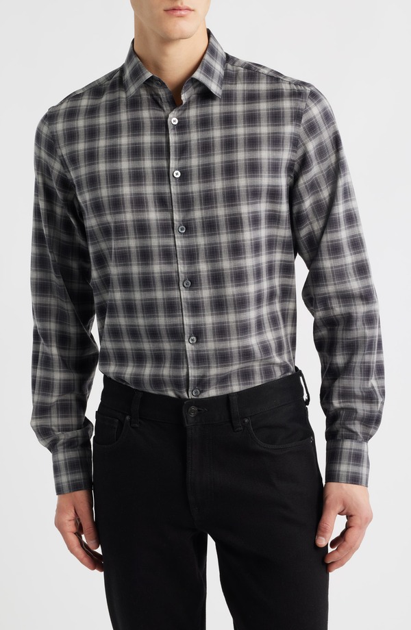 カナーリ メンズ トップス シャツ レギュラーフィット Canali Regular Fit Plaidresshirt Black ブラック 46,680円