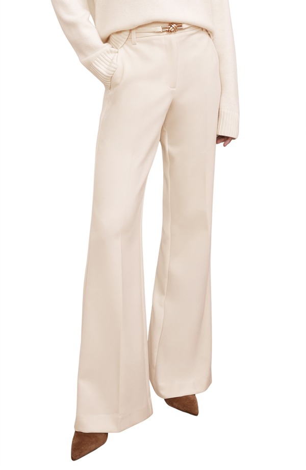 レイス レディース ボトムス レギンス ズボン下 Reiss Leona Belted Flare Hem Pants Cream 皮膚軟化剤