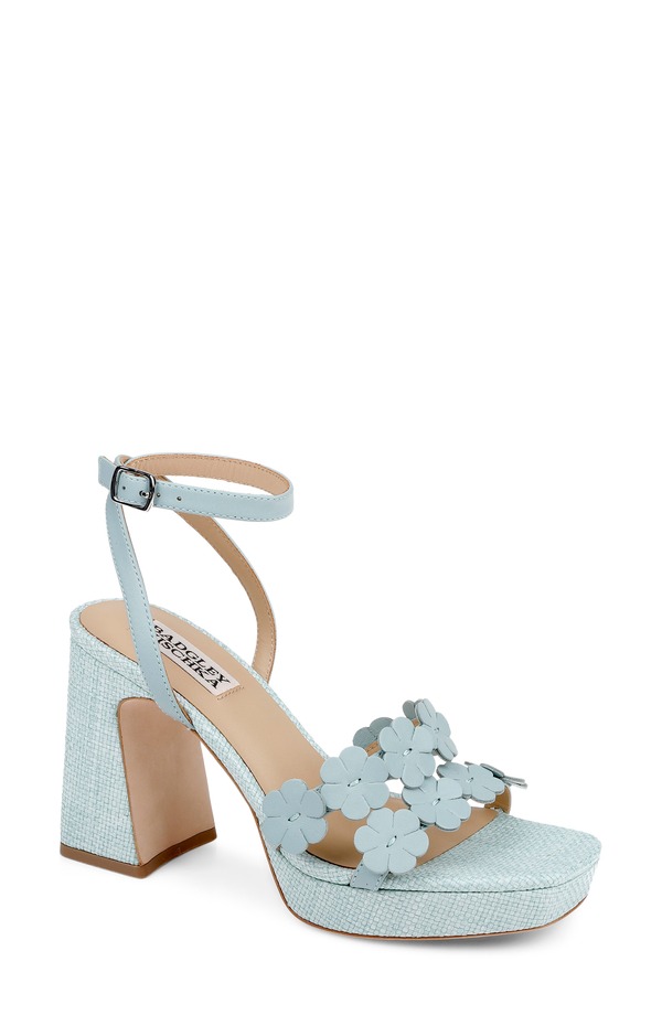 バッドグレイミッシカ レディース シューズ 踵 プラットホーム サンダル アンクル Badgley Mischka Collection Waverly Ankle Straplatform Sandal Ocean Leather