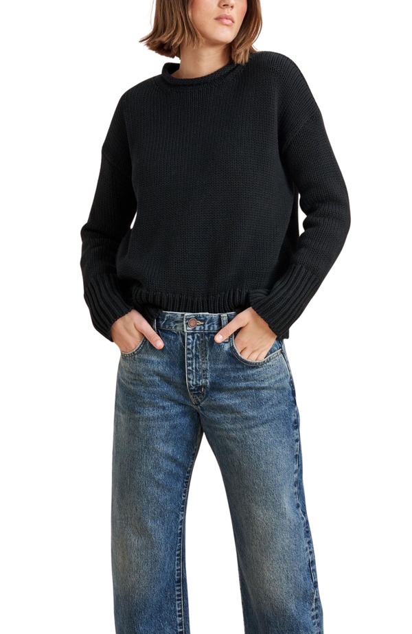 ラ リーニュ レディース アウター パーカー・スウェット プルオーバー La Ligne Solid Marina Sweater Black 黒いこと