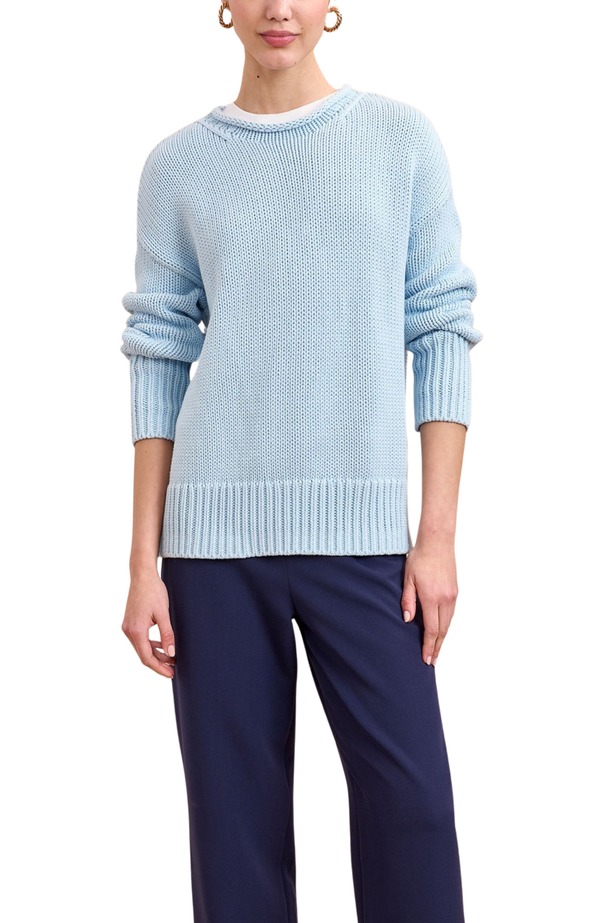 ラ リーニュ レディース アウター パーカー・スウェット プルオーバー La Ligne Solid Marina Sweater Light Blue 青碧