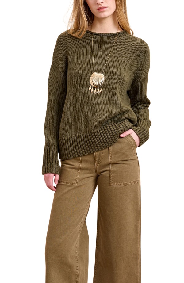 ラ リーニュ レディース アウター パーカー・スウェット プルオーバー La Ligne Solid Marina Sweater Olive オリーブ