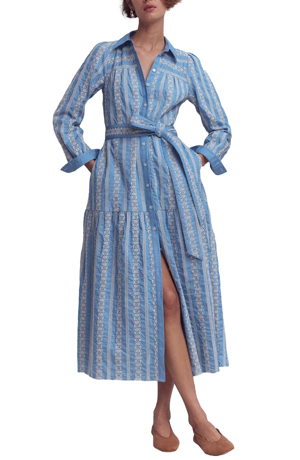 ボーデン レディース トップス ワンピース シャツ デニム Boden Ellie Long Sleeve Broderie Denim Shirtdress Broderie Denim デニム