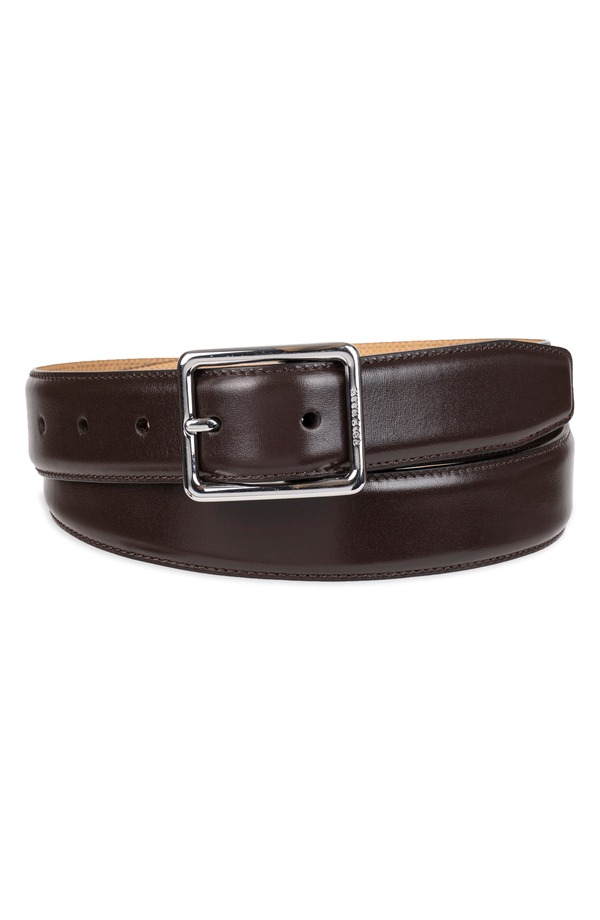電話を掛けるハーン メンズ 付属品 胴締め なめし革 Cole Haan Center Bar Leather Belt Brown 赤銅色