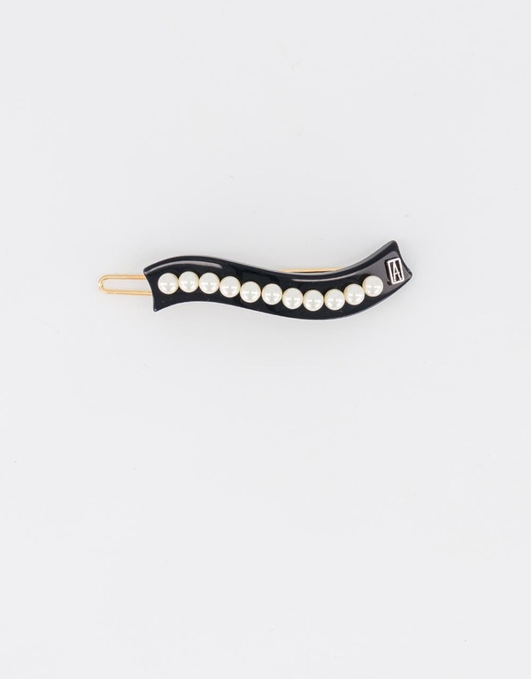 アレクサンドルドゥパリ レディース アクセサリー Alexandre de Paris Acetate and pearl side barette Black ブラック