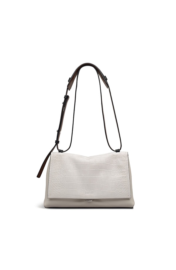 ラドリー レディース 御徒面子 Radley Mercer Street - Faux Croc Medium Flapover Shoulder Bag Snow